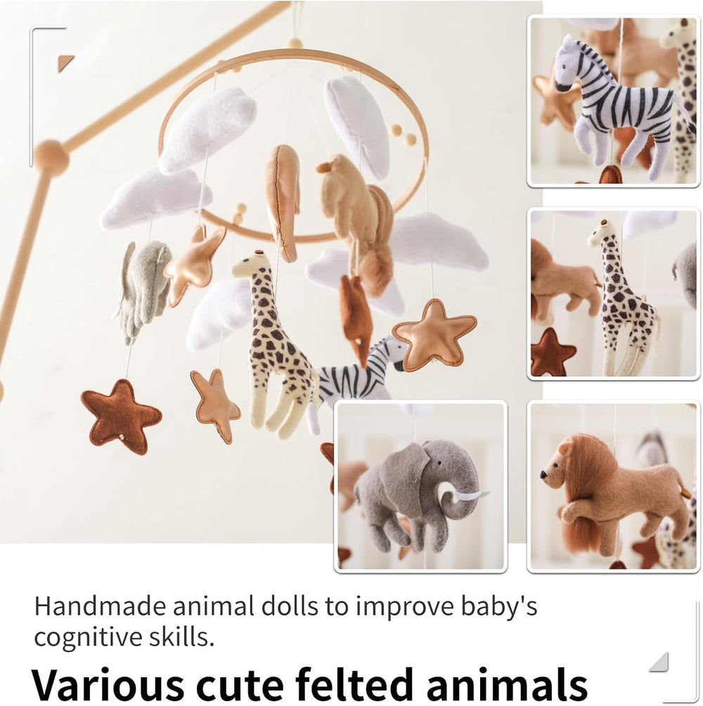 Ikubigu baby mobile clouds moon stars frame creates a dreamy atmosphere for bedtime.
