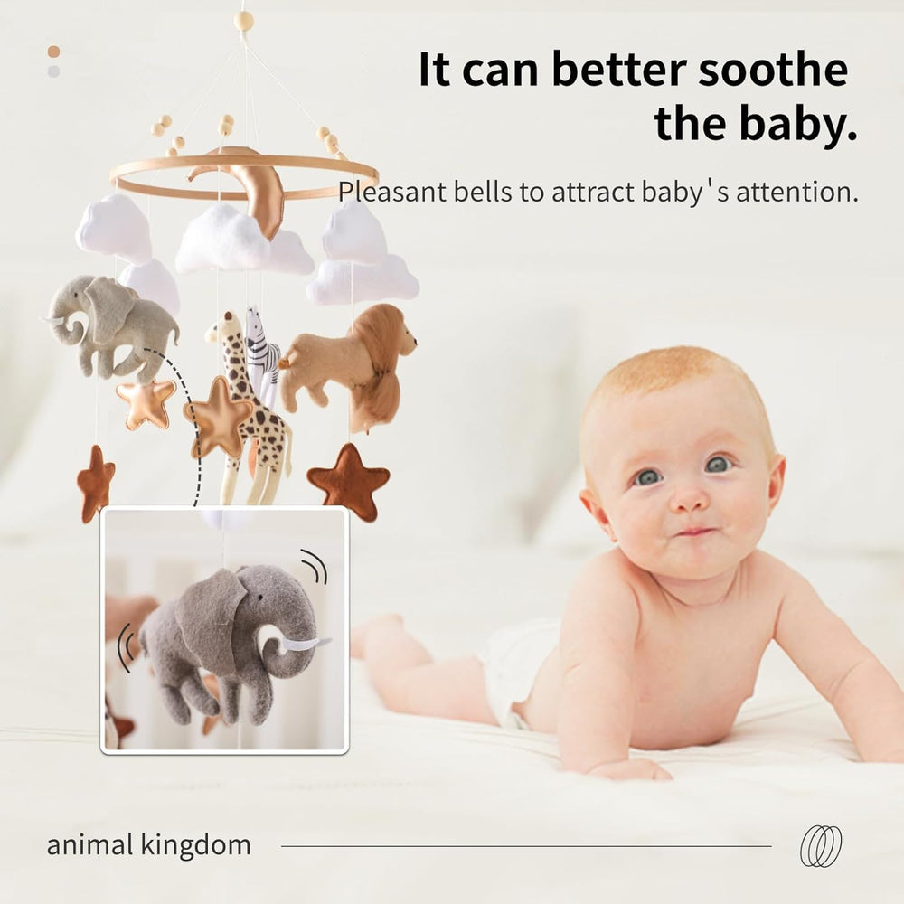Ikubigu baby mobile hand-tied safety feature ensures secured elements during play.