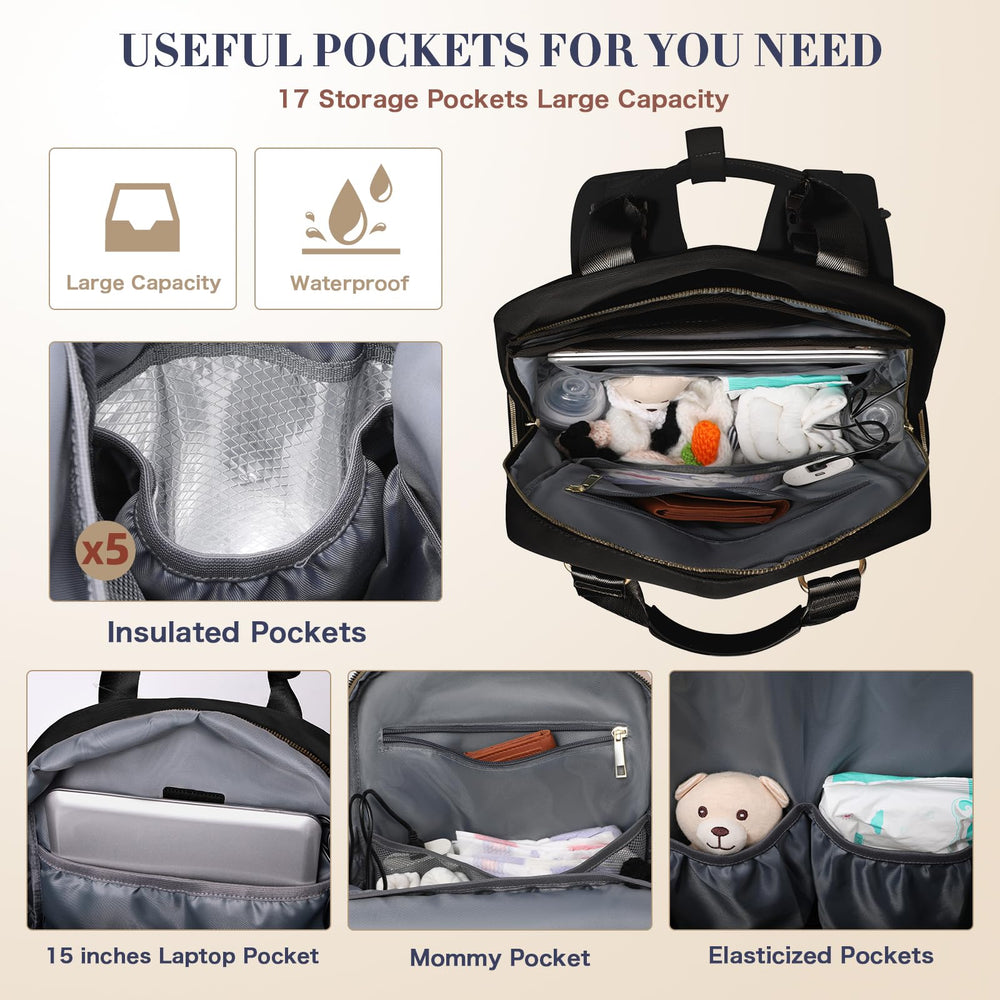 ILCOLPO diaper bag backpack changing pad folds out for hygienic diaper changes.