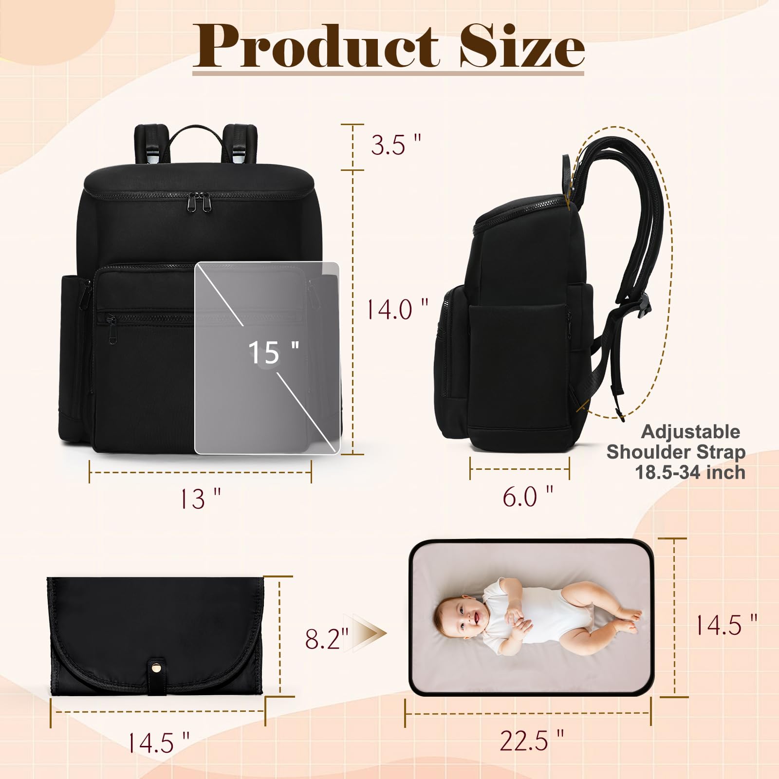 ILCOLPO diaper bag backpack-changing pad for on-the-go diaper changes.