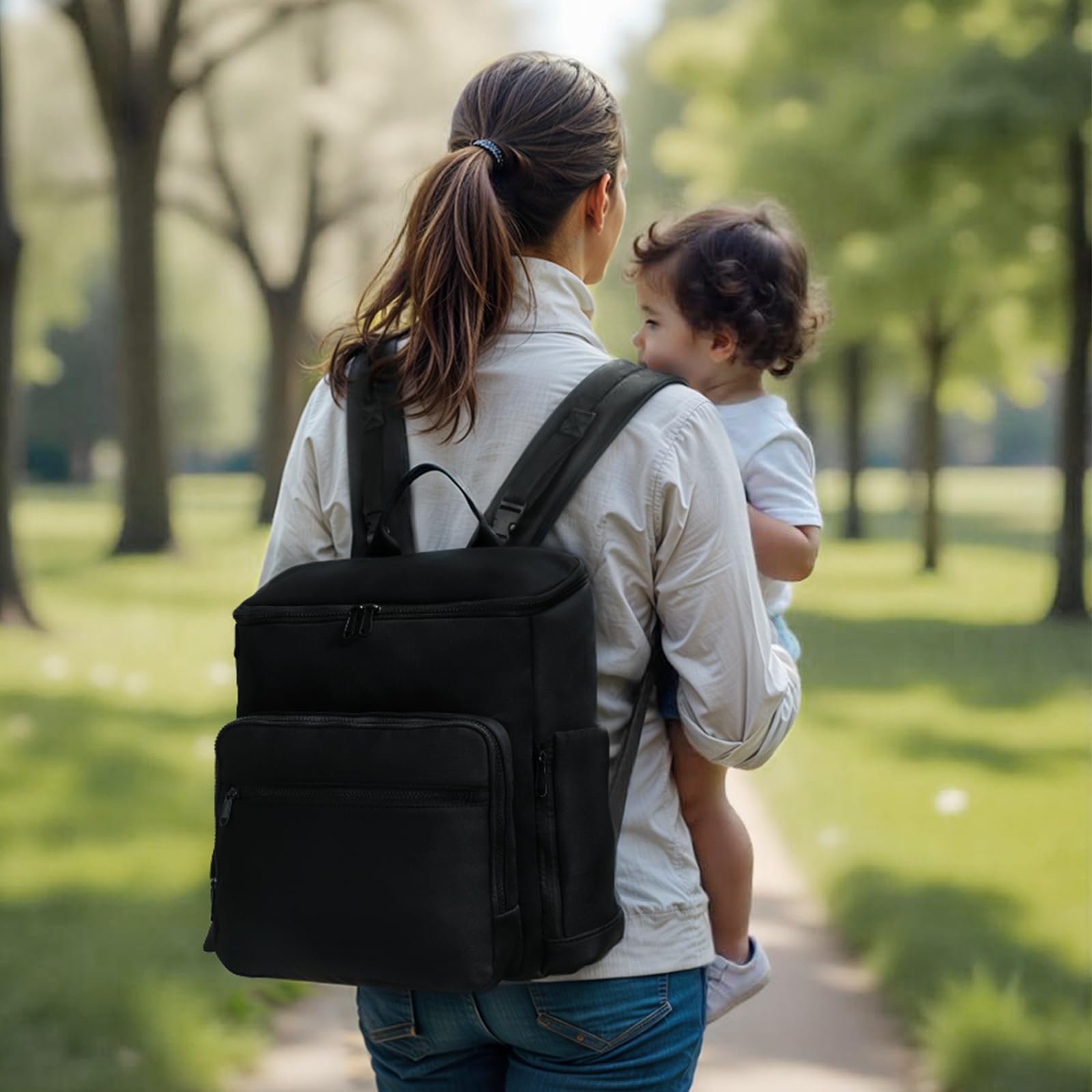 ILCOLPO diaper bag insulated pockets keep bottles at the right temperature on outings.