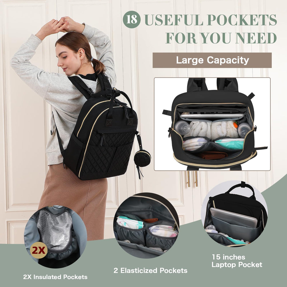 ILCOLPO diaper bag backpack 15-inch laptop pocket fits devices.