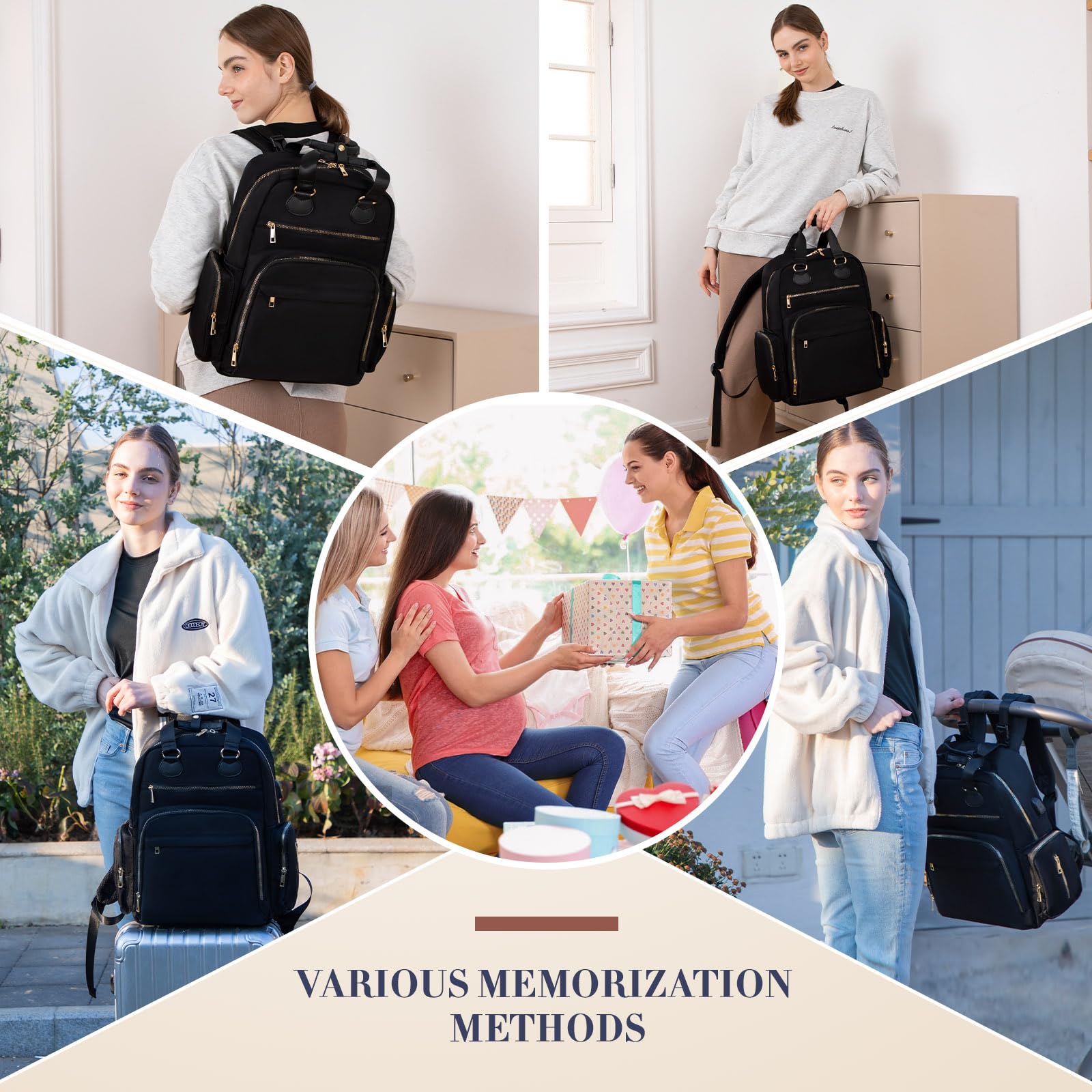 ILCOLPO diaper bag backpack main compartment keeps baby gear organized during outings.