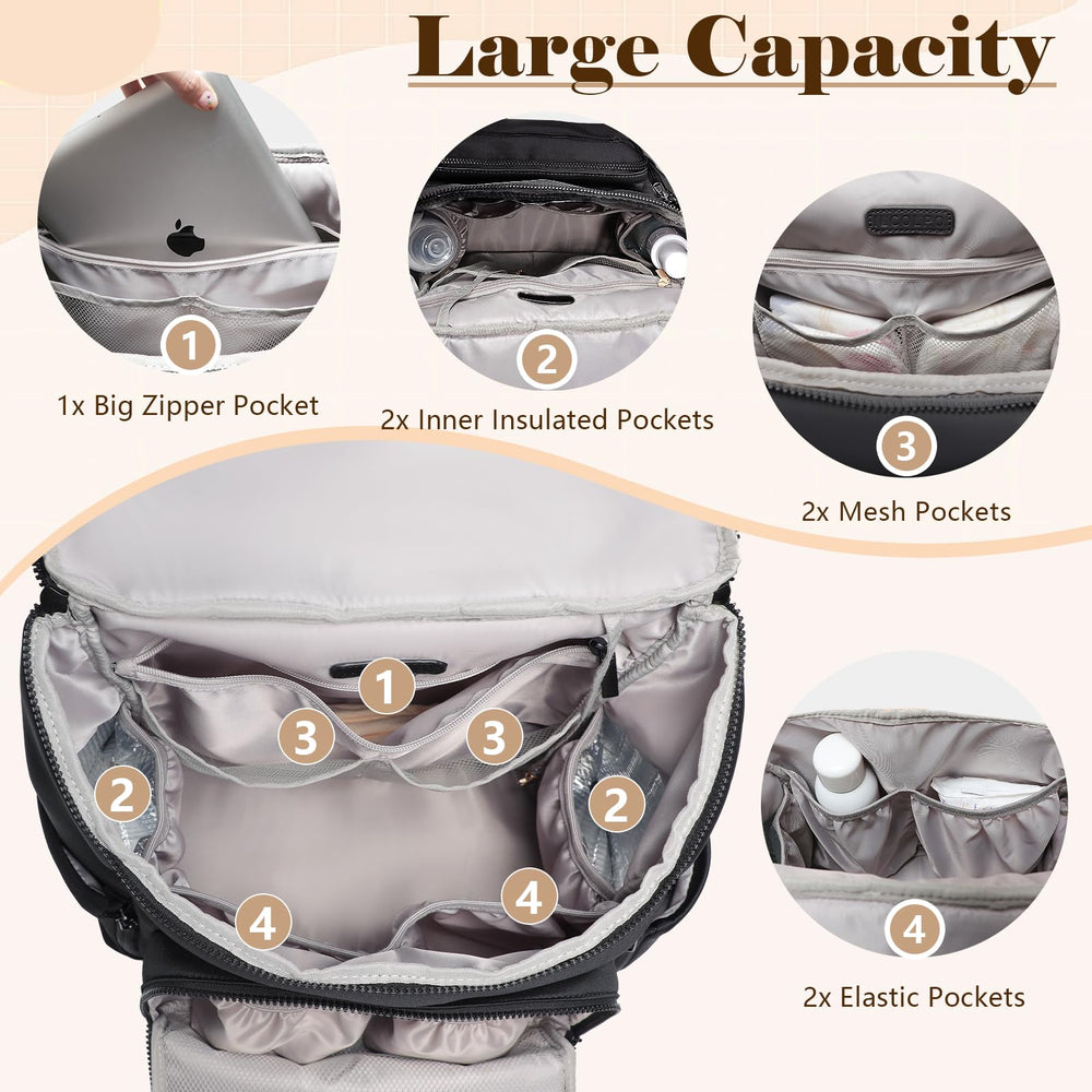 ILCOLPO diaper bag backpack organized pockets with 16 compartments for quick gear.