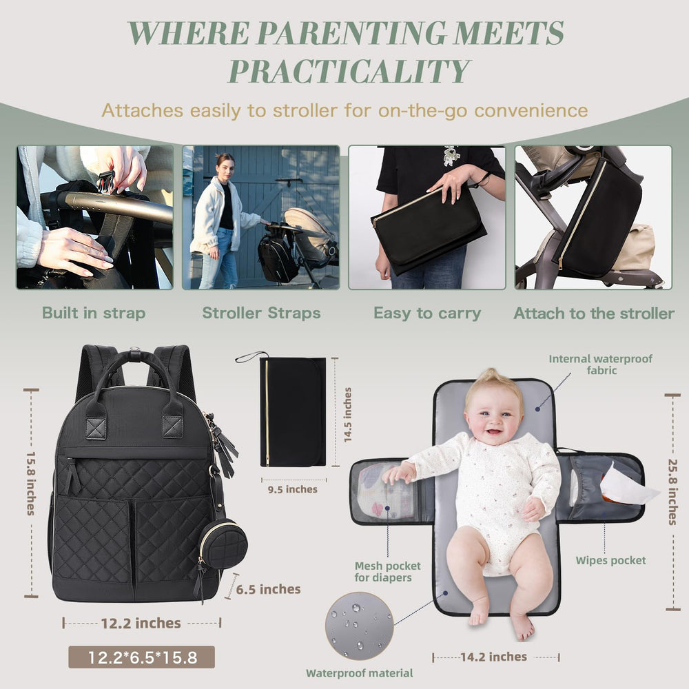 ILCOLPO diaper bag backpack stroller attachment frees hands while out.