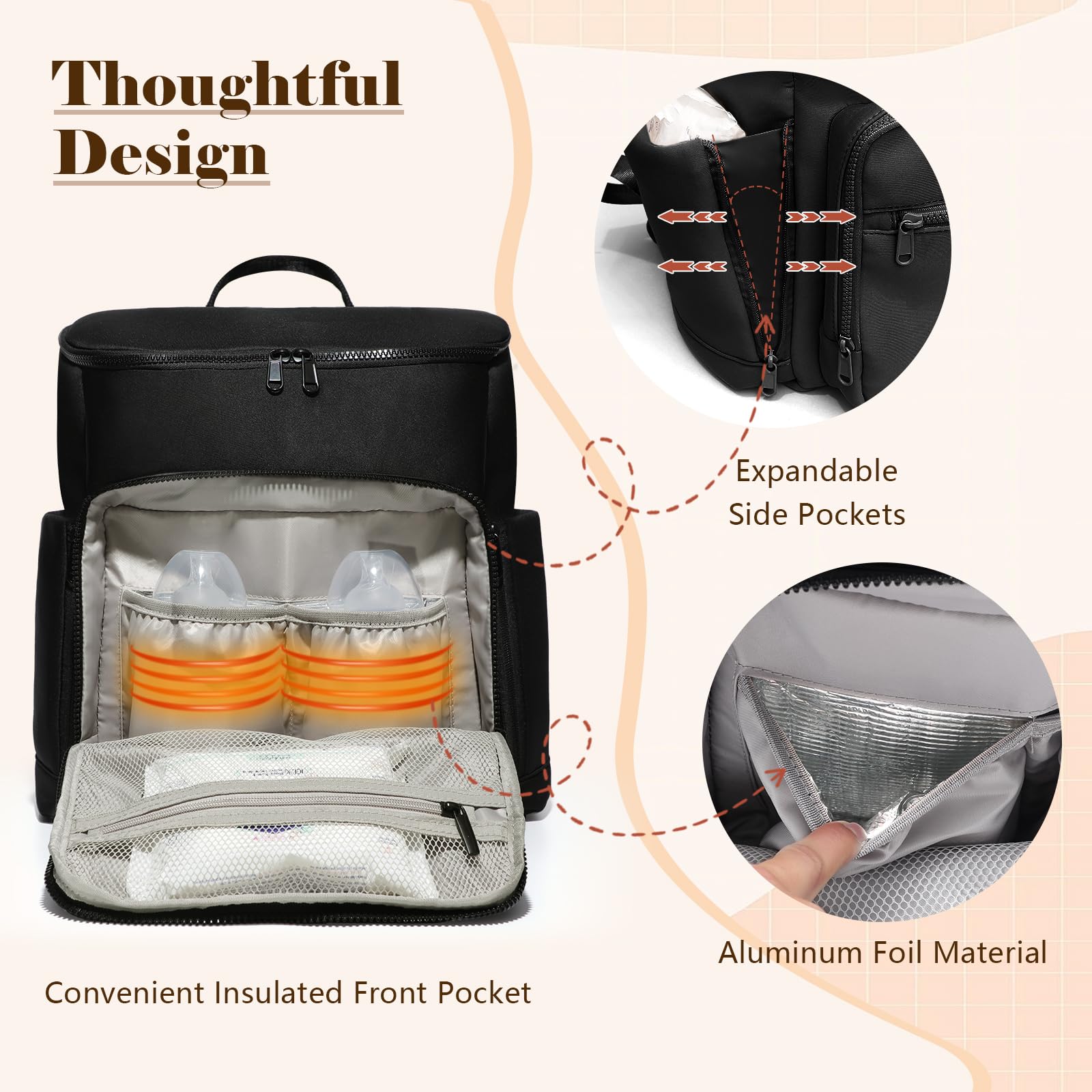 ILCOLPO diaper bag backpack stroller clip for hands-free mobility.