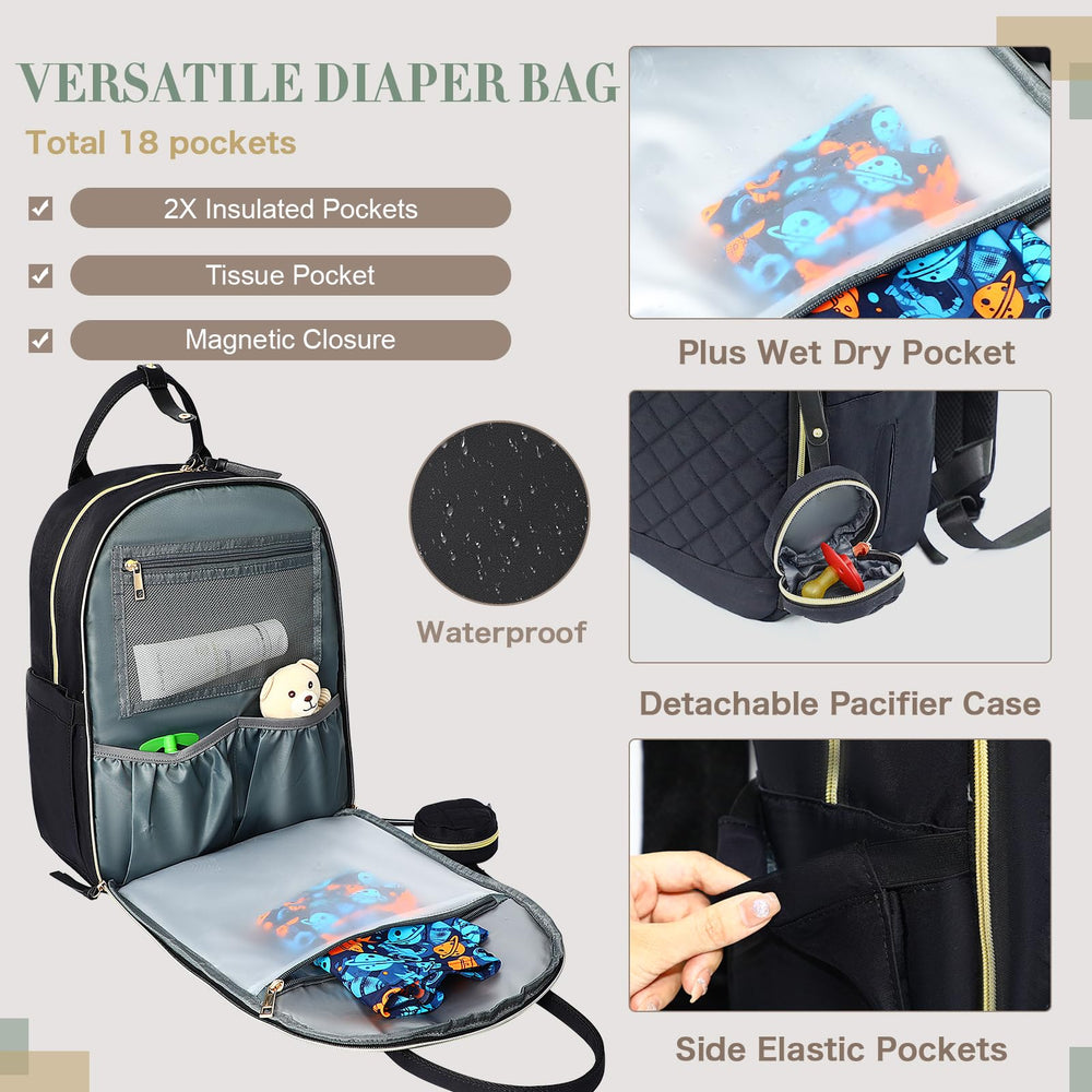 ILCOLPO diaper bag backpack wet bags keep damp items separate.