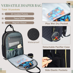 ILCOLPO diaper bag backpack wet bags keep damp items separate.