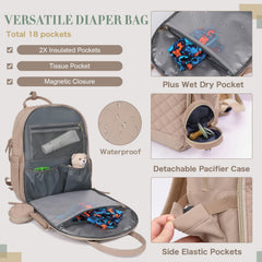 ILCOLPO diaper bag insulated bottle pockets keep drinks ready for feeds