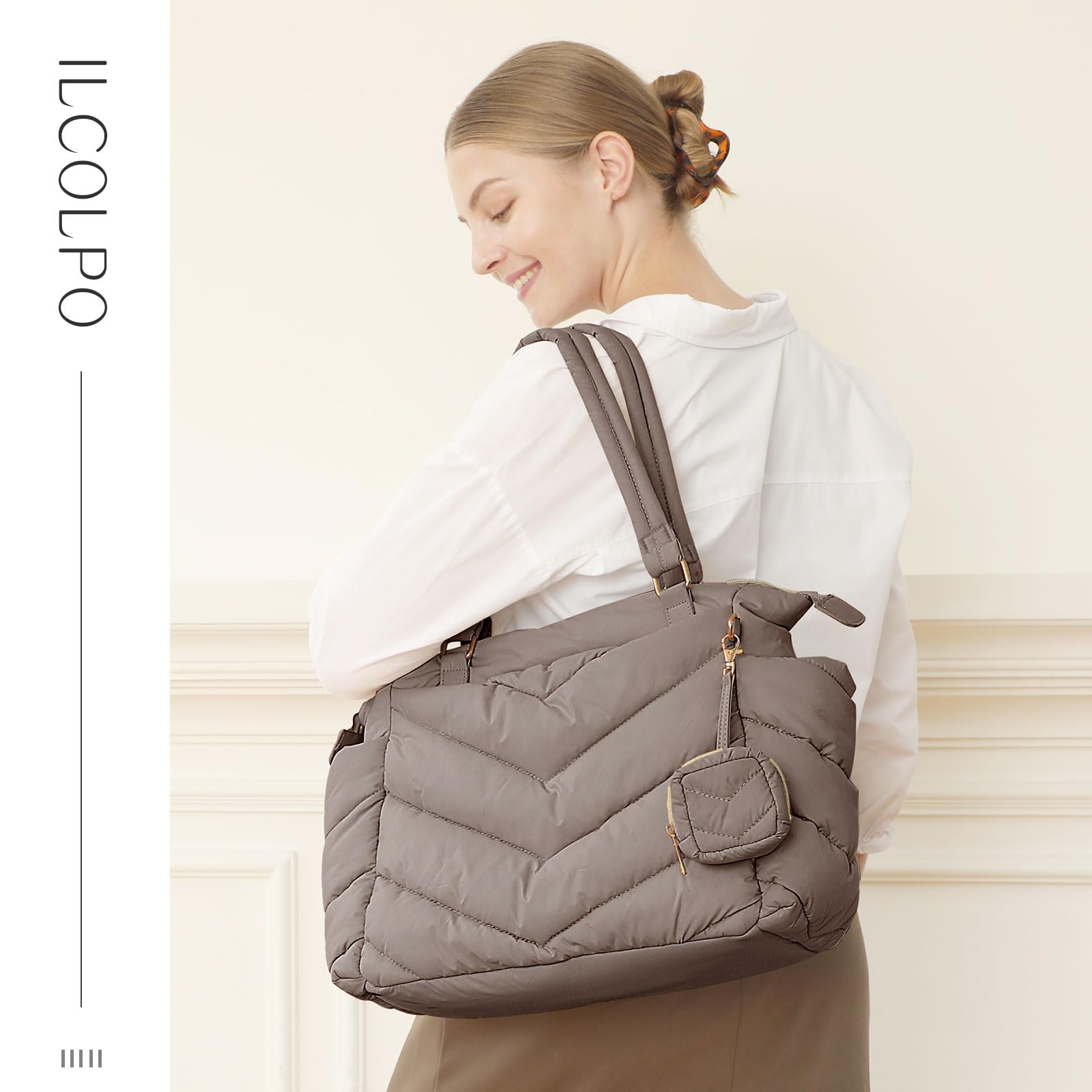 ILCOLPO diaper bag tote large-capacity layout keeps baby gear neatly organized on trips