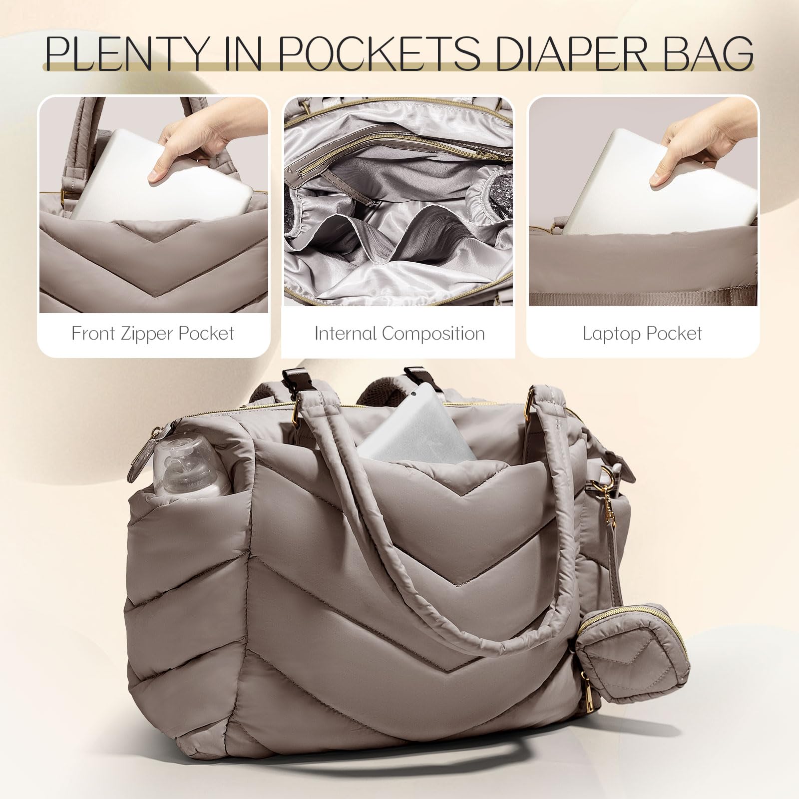 ILCOLPO diaper bag tote pacifier-case clip highlights easy access to pacifiers