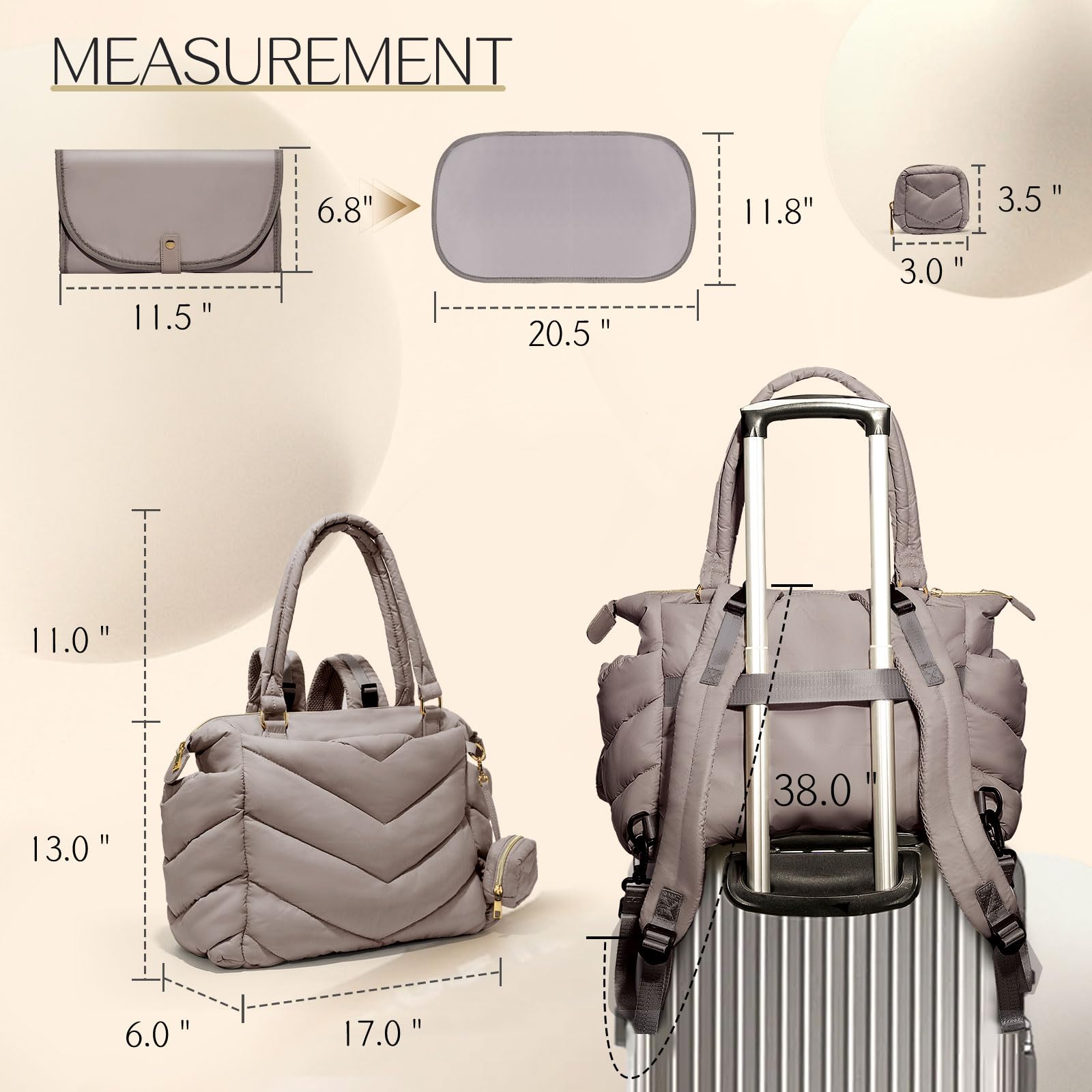 ILCOLPO diaper bag tote stroller-sleeve-luggage-view demonstrates travel-friendly features for airport runs