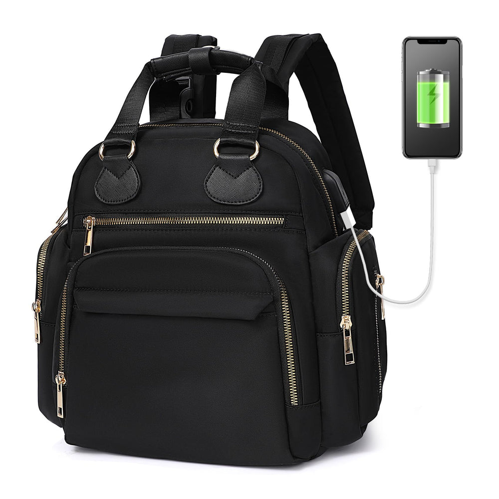 ILCOLPO small diaper bag backpack black front view for everyday baby outings