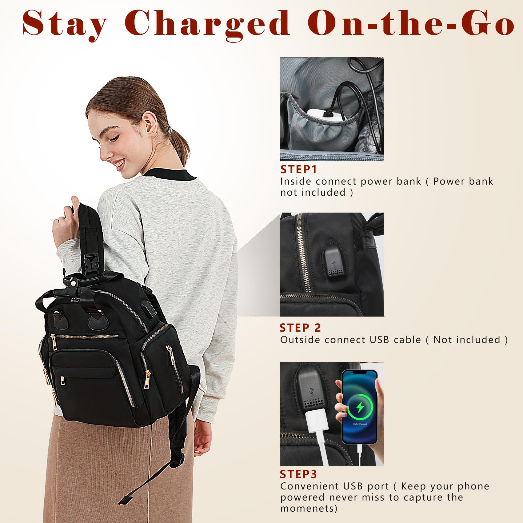 ILCOLPO small diaper bag backpack interior organization shows 13 pockets efficiency