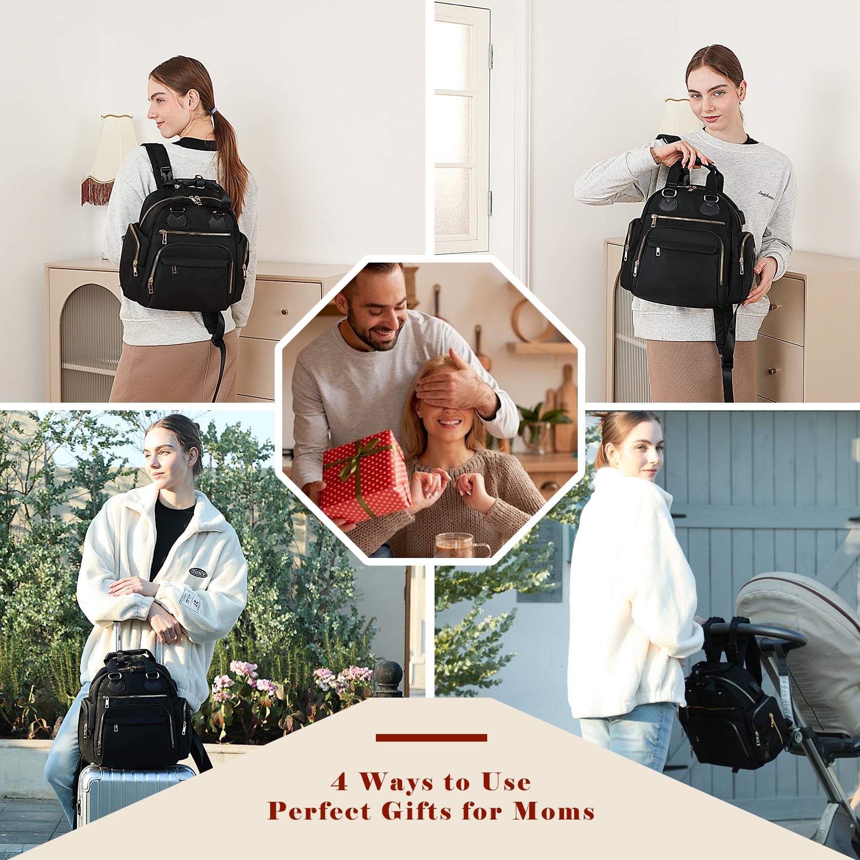 ILCOLPO small diaper bag backpack side pockets for quick-access essentials