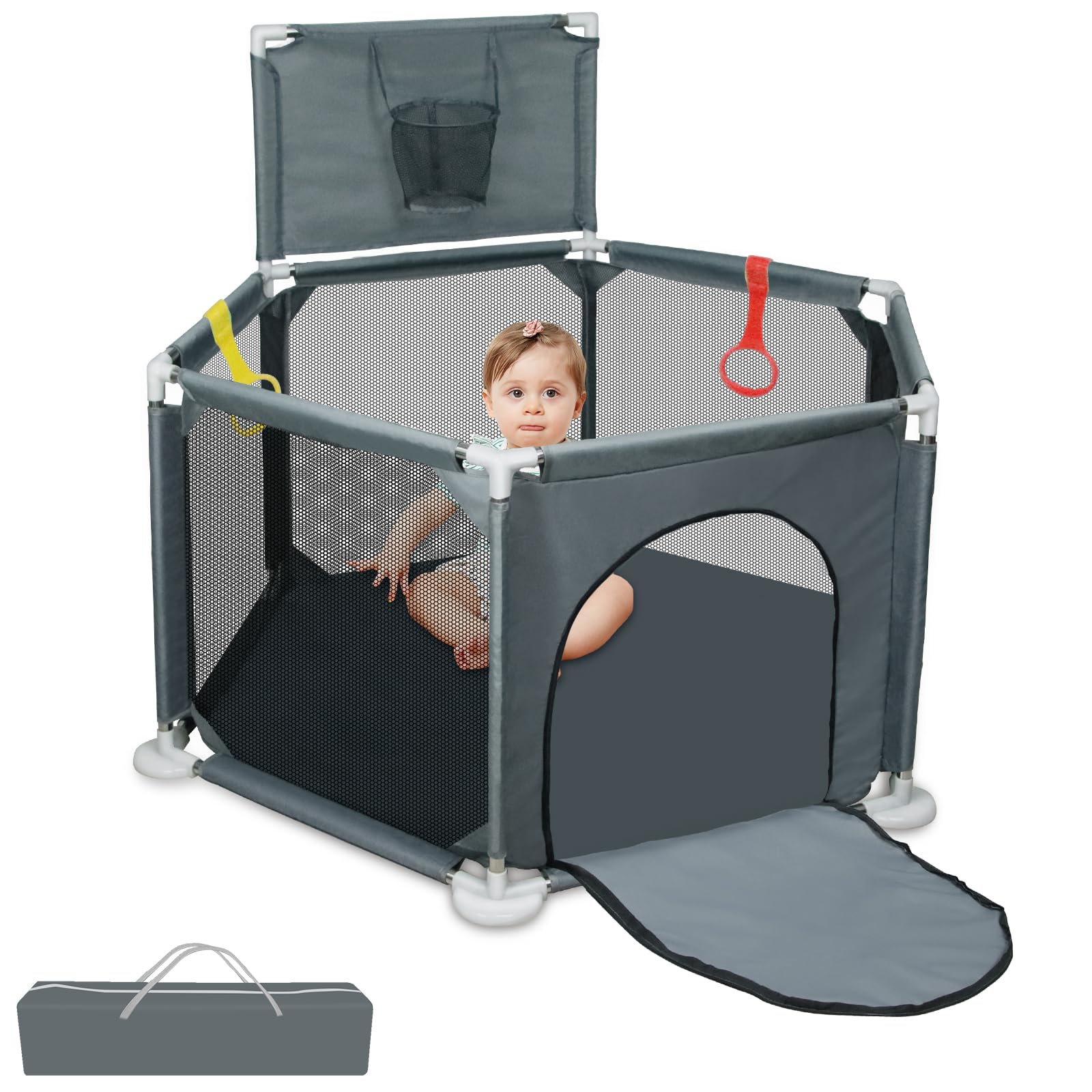 IELECMG baby playpen assembly demonstrates a sturdy setup for safe, spill-free play.