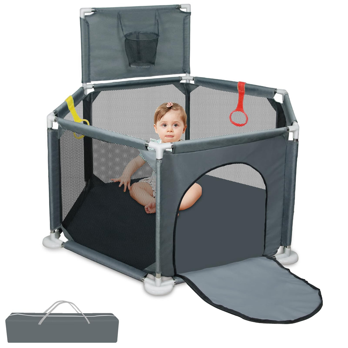 IELECMG baby playpen assembly demonstrates a sturdy setup for safe, spill-free play.