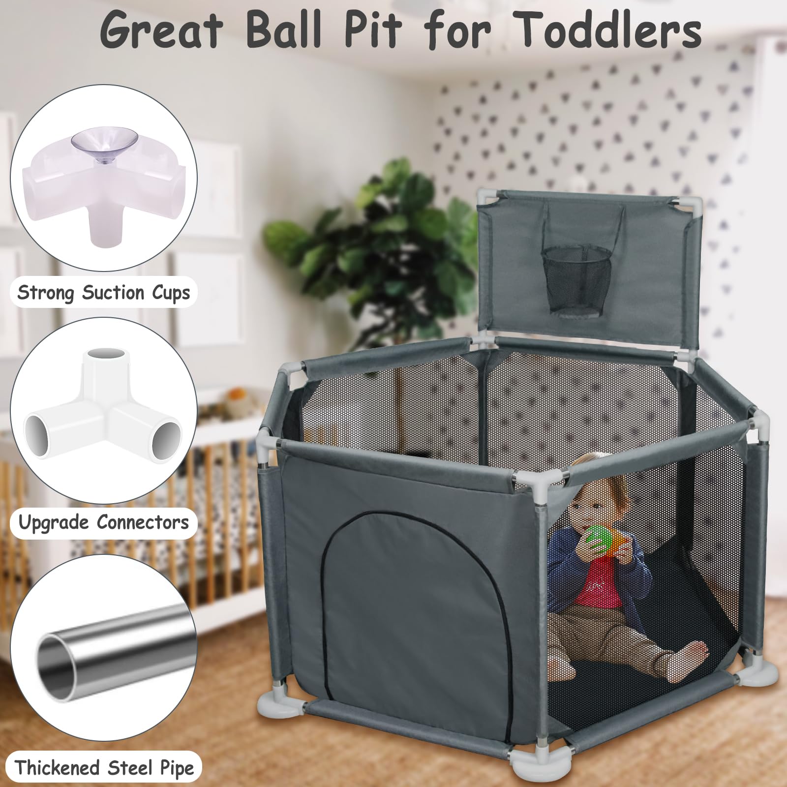 IELECMG basketball hoop feature adds active play and motor practice for toddlers.