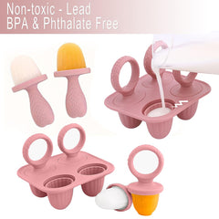 ILEYLUY silicone popsicle molds dark pink close-up ready for freezing healthy snacks.