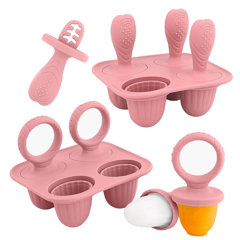 ILEYLUY silicone popsicle molds in dark pink packaging for safe baby snacks.