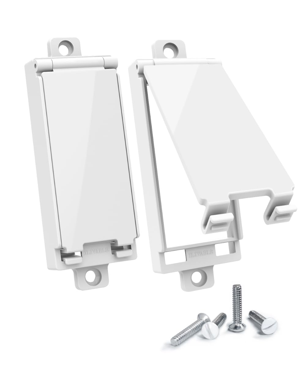 ILIVABLE white two-pack light switch guard product shot showing easy installation and kid-safe control