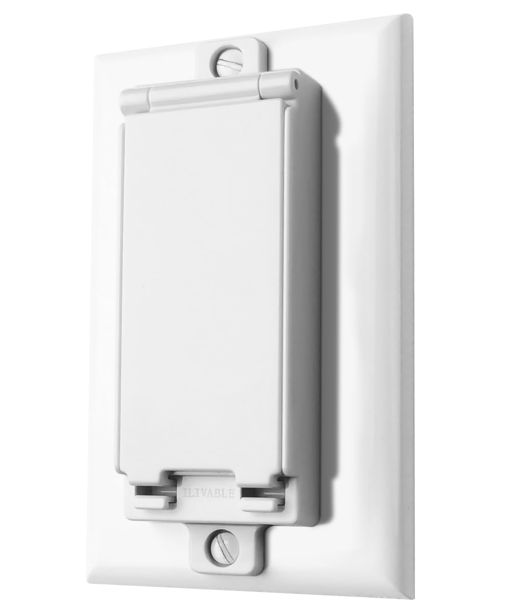 ILIVABLE light switch guard close-up highlighting double buckle lock for secure, user-controlled lighting