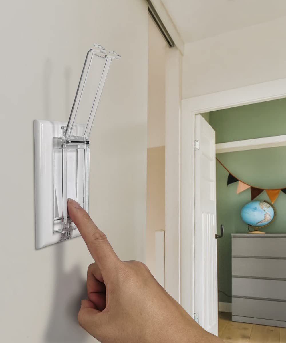 ILIVABLE transparent switch guard in use for safer family living.