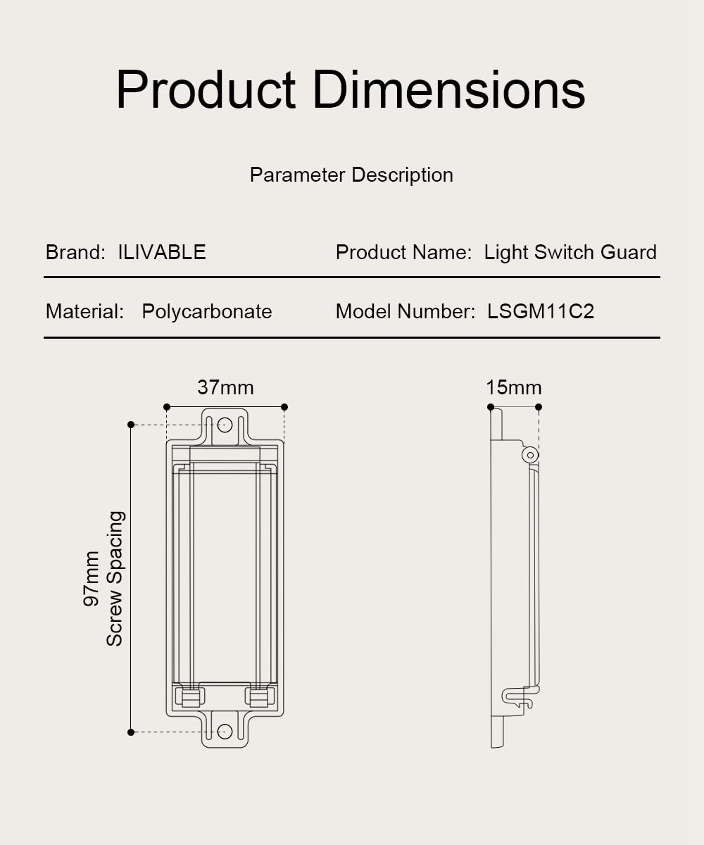 ILIVABLE universal guard fits standard rocker switches.