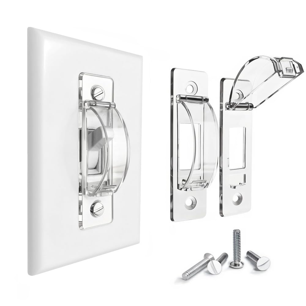 ILIVABLE wall switch guard clear front view demonstrates simple child safety without altering decor.