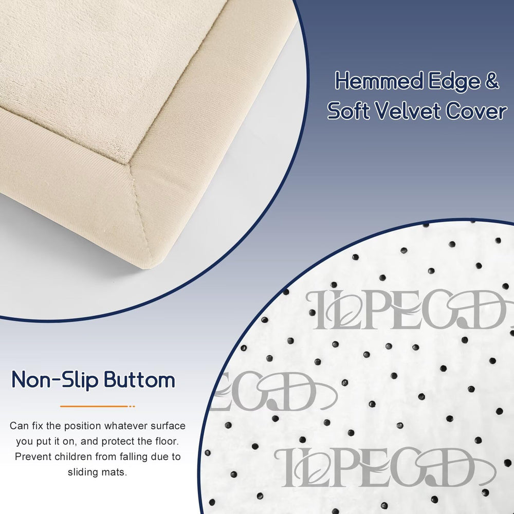 ILPEOD baby play mat beige cleaning-friendly surface for spills and messes.