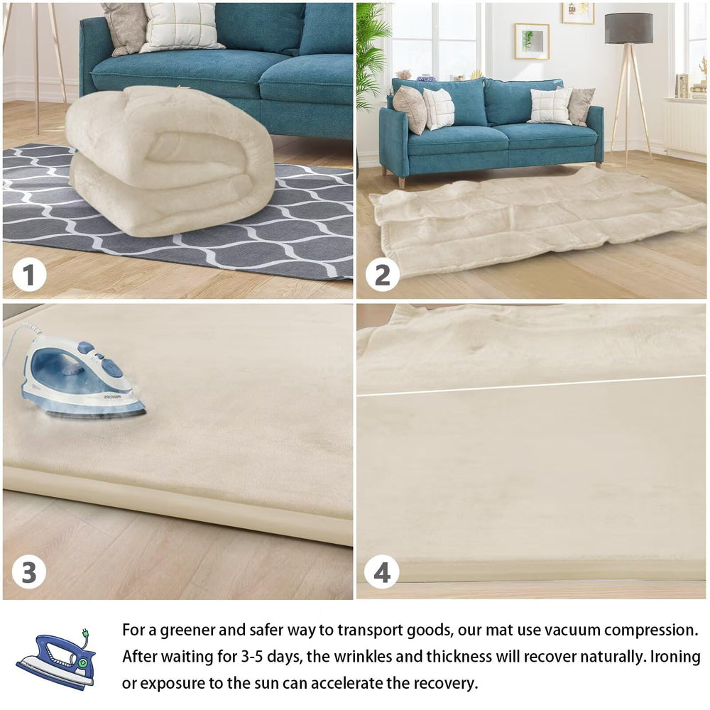ILPEOD baby play mat beige thick edge padding showcases durable cushion.