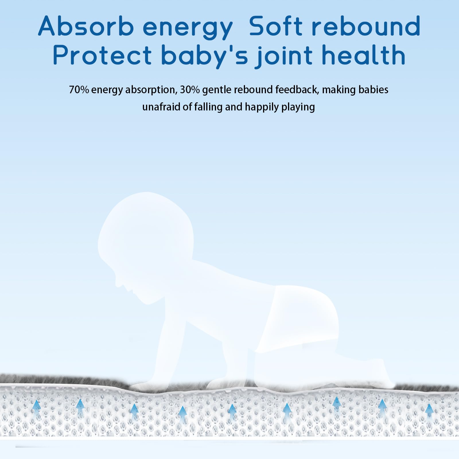 ILPEOD baby play mat memory foam thick layer provides plush support for crawling