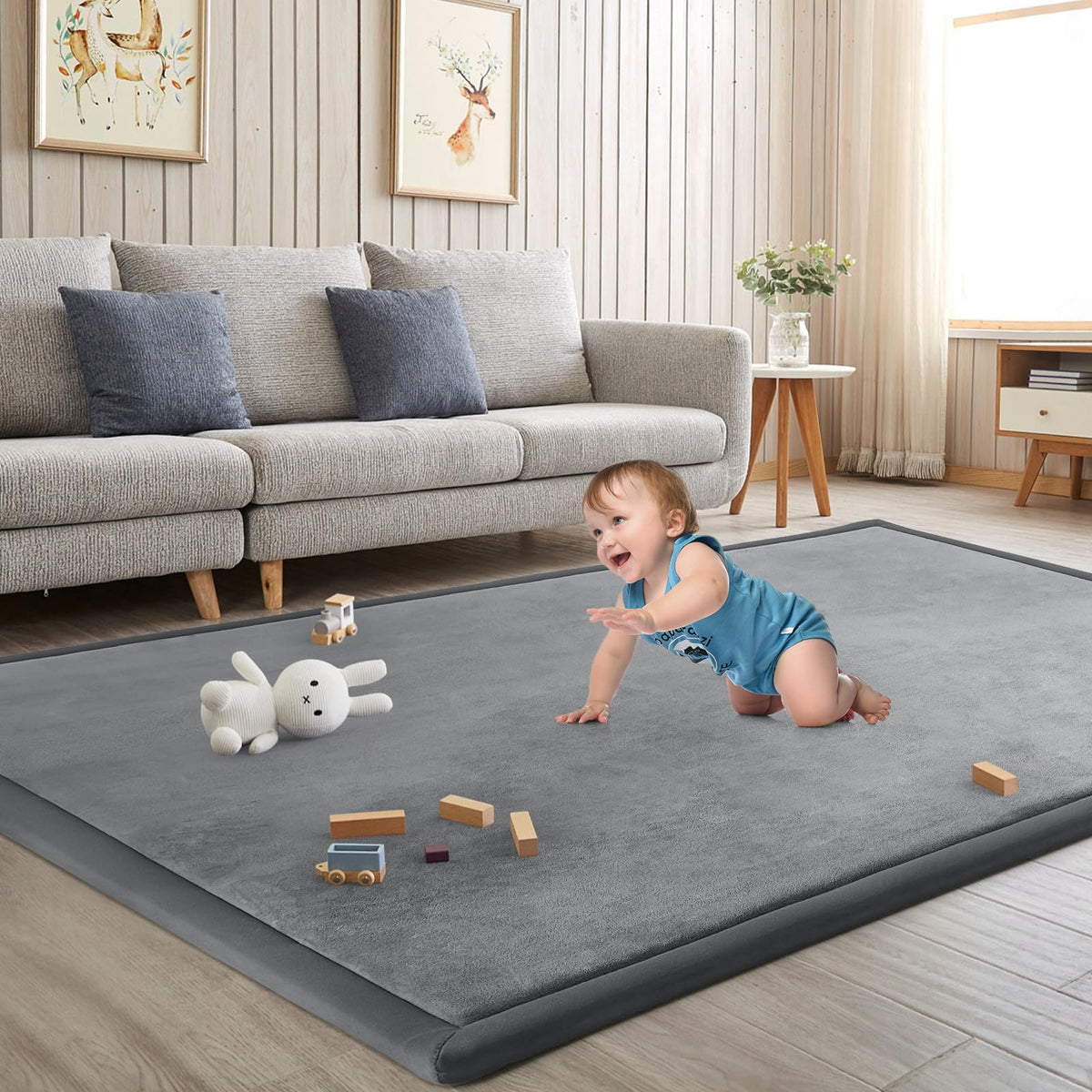 ILPEOD baby play mat memory foam thick cushions tummy time for safe, comfortable play.