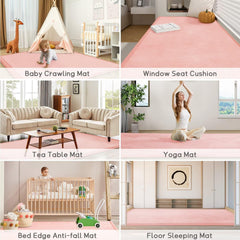 ILPEOD pink nursery room setup featuring the mat as a cozy play space