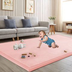 ILPEOD baby play mat pink provides a soft, safe pink surface for tummy time.