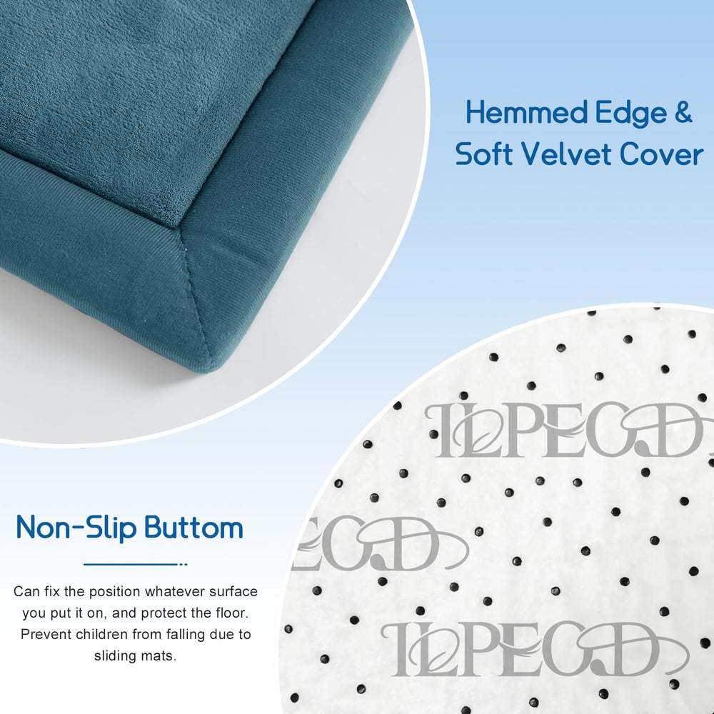 ILPEOD play mat non-slip bottom on living room rug prevents sliding during tummy time.