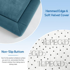ILPEOD play mat non-slip bottom on living room rug prevents sliding during tummy time.