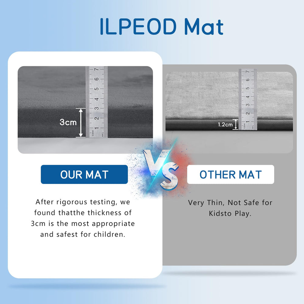 ILPEOD yoga mat use showing versatility with baby play mat nearby