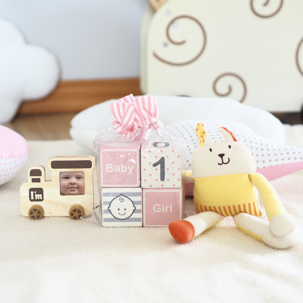 I'm solid wood blocks pink durable, non-toxic finish for safe play.