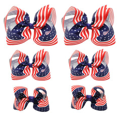 Usa Bows for Girls,6PCS Hand-made Grosgrain Ribbon Hair Bows Alligator Clips Hair Accessories for Little Teen Toddler Girls Kids (Red White Blue)