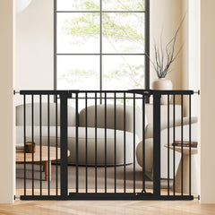 keny baby gate wide adjustable in black expanding to fit large doorways for safer spaces