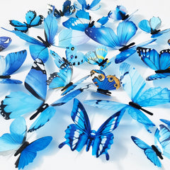 Ewong Butterfly Wall Decals 48PCS 3D Butterflies Decor Removable Mural Sticker Wall Art Home Decoration Kid Girl Bedroom Bathroom Baby Room Nursery Classroom Office Party (Blue)