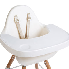 Childhome Evolu One.80° 2 in 1 Baby High Chair with 180° Swivel, Adjustable Height Baby High Chair, Sleek Modern with Beechwood Legs, White