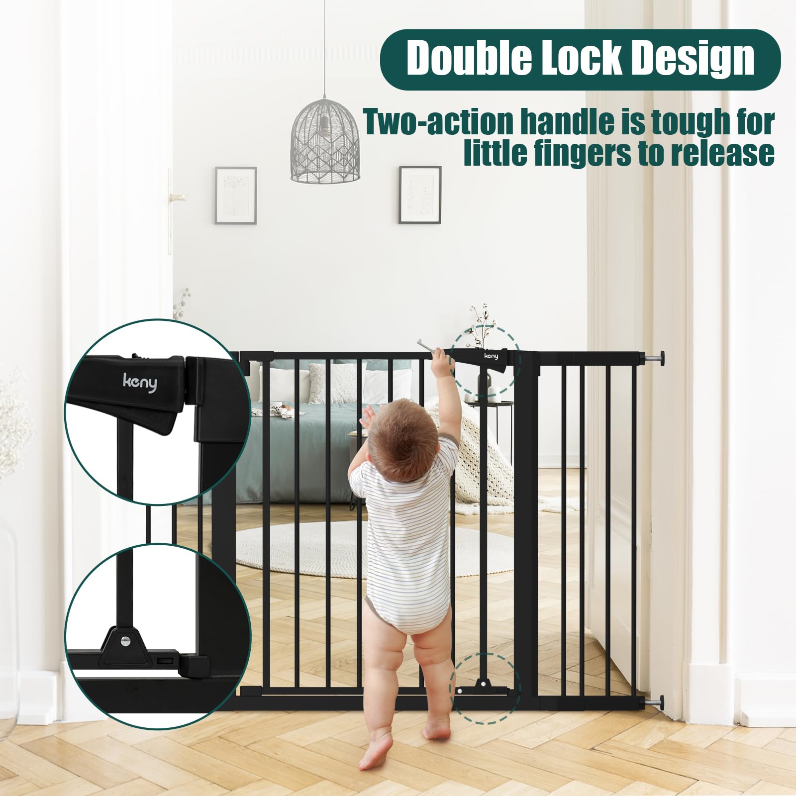 keny baby gate walk-through door opens easily while keeping pets contained