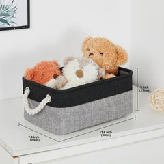 Bidtakay Storage Baskets [6 Pack] Small Fabric Canvas Collapsible Storage Bins 11.8 X 7.8 X 5 Inches Organizer Baskets with Handles Decorative Square Baskets for Cabinet Shelves Closet(Black&Grey)