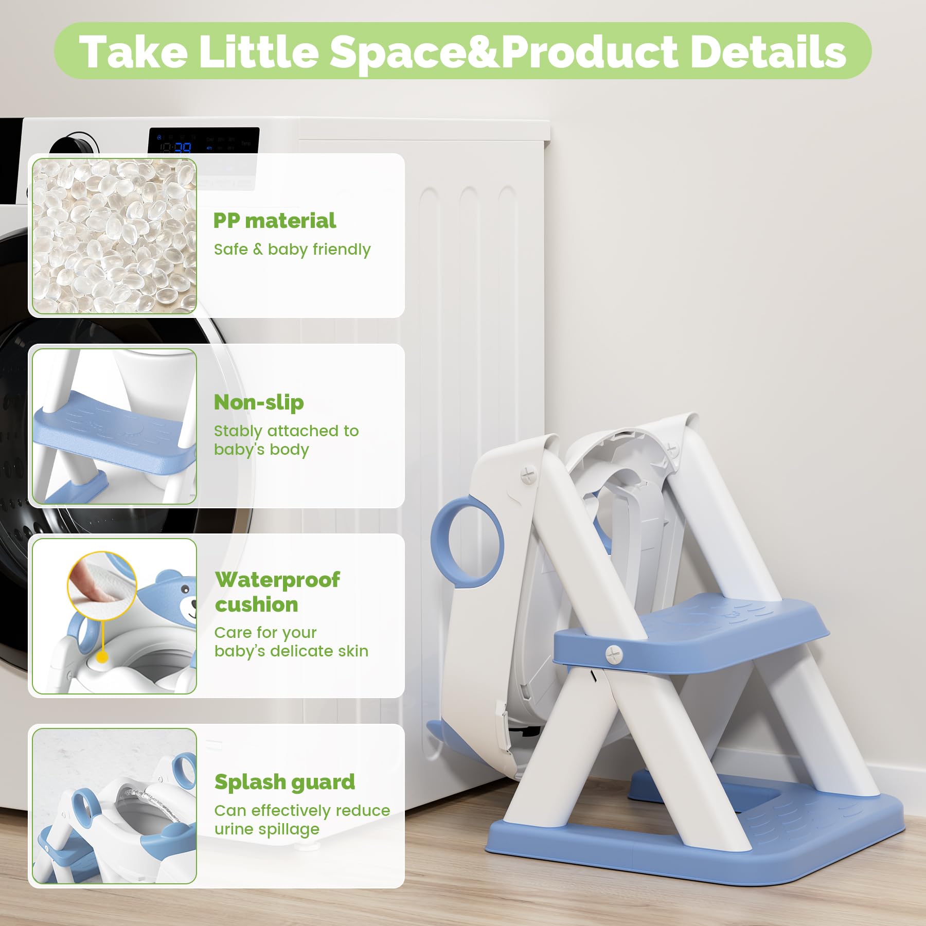 COOSEYA Toilet Seat, Potty Training Seat for Toddler, Upgraded 2-in-1 Potty Toilet Training for Boys and Girls,Waterproof Cushioned Mat with Non-slip Step Stool