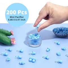 ZYFLSQ 200 Mini Pacifiers Baby Shower Game — Blue 0.86” Plastic Pacifiers for Gender Reveal & DIY Decor