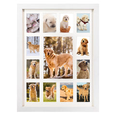 GMFrames Baby First Years Photo Frames 12 Month Picture Frame School Years Graduation Photo Collage White Frame with Mat, Displays One 5x7 Photo and Twelve 2.5x3.5 Pictures