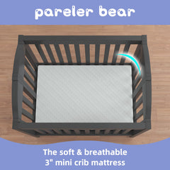 pareler bear 3"x24"x38" Mini Mattress, 38" Lx24 W Premium Foam Mattress, Waterproof Soft Breathable Outer Cover, White
