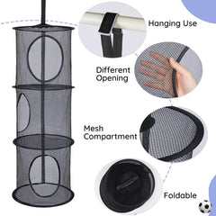 Basumee plushies-organizer-hanging-net stores multiple plush toys without clutter.